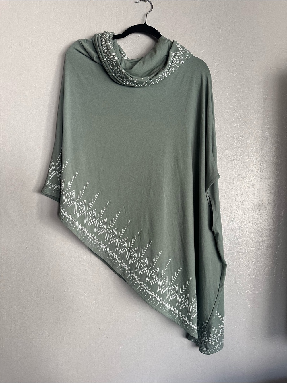 Disney Sage Green Poncho Sweater with White Aztec Trim